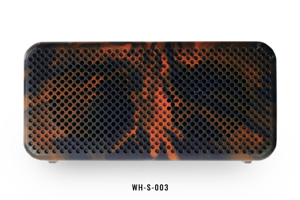 Rectangular honeycomb-patterned speaker with 'WH-S-003' label on a white background