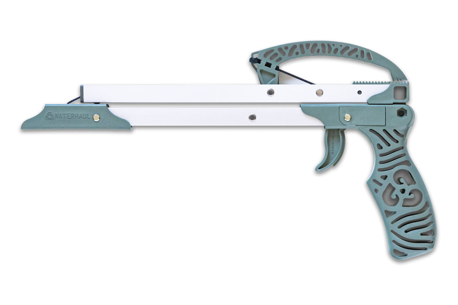 A folding litter picker designed for children folded up to show its portability.