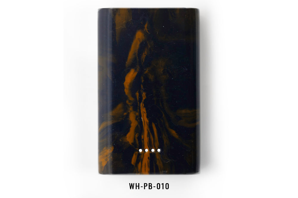 Blue and Orange marbled power bank with 'WH-PB-010' label on a white background