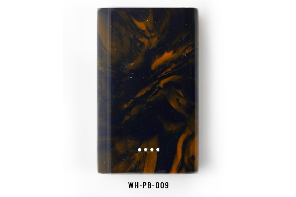 Blue and Orange marbled power bank with 'WH-PB-009' label on a white background